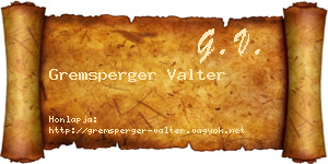 Gremsperger Valter névjegykártya